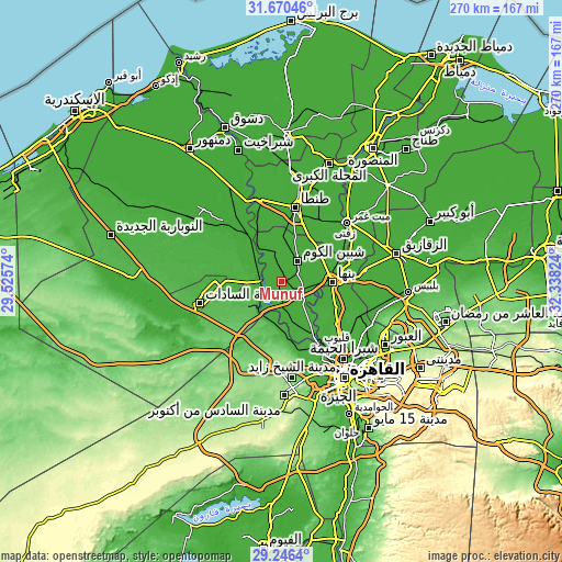 Topographic map of Munūf