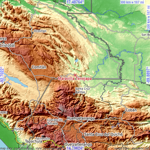 Topographic map of Maravilla Tenejapa