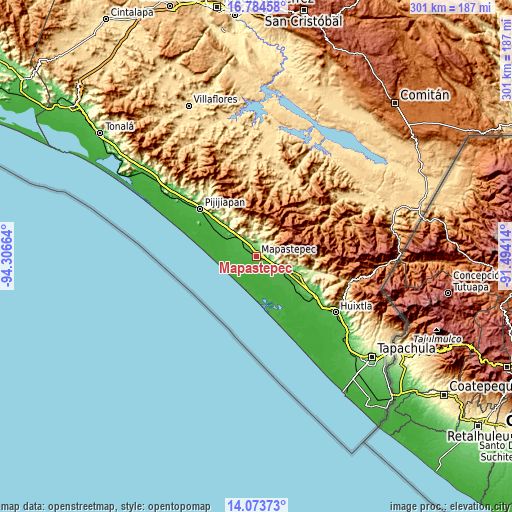 Topographic map of Mapastepec