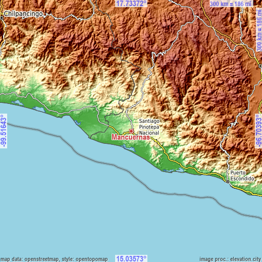 Topographic map of Mancuernas