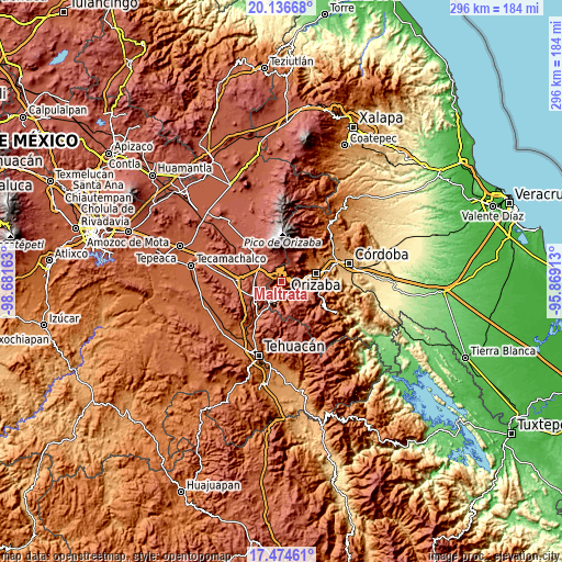 Topographic map of Maltrata