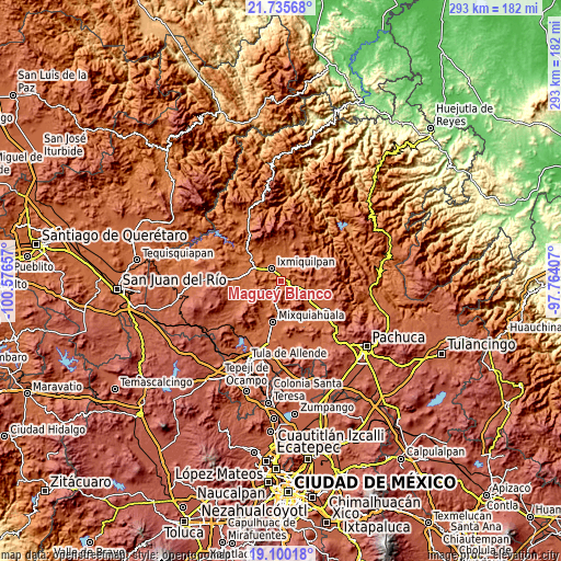 Topographic map of Maguey Blanco