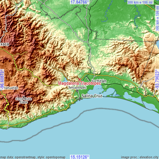 Topographic map of Magdalena Tlacotepec