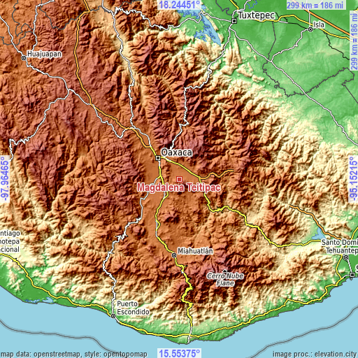 Topographic map of Magdalena Teitipac