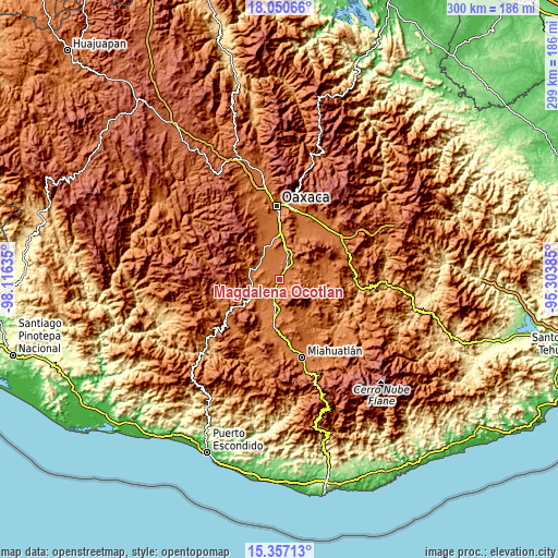 Topographic map of Magdalena Ocotlán