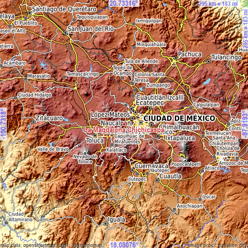 Topographic map of La Magdalena Chichicaspa