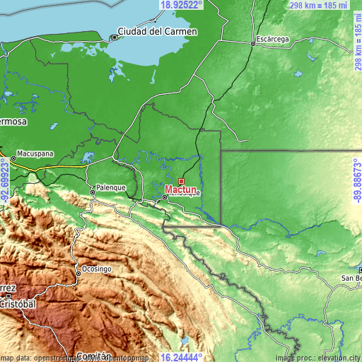 Topographic map of Mactún