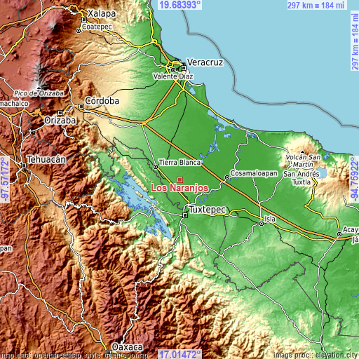 Topographic map of Los Naranjos