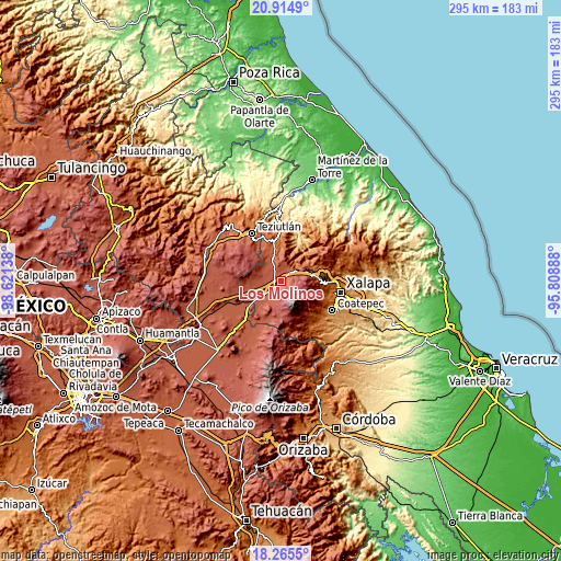 Topographic map of Los Molinos