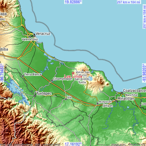 Topographic map of Los Lirios