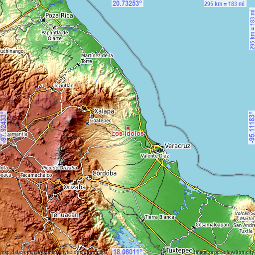 Topographic map of Los Ídolos