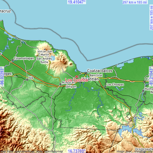 Topographic map of Los Cerritos