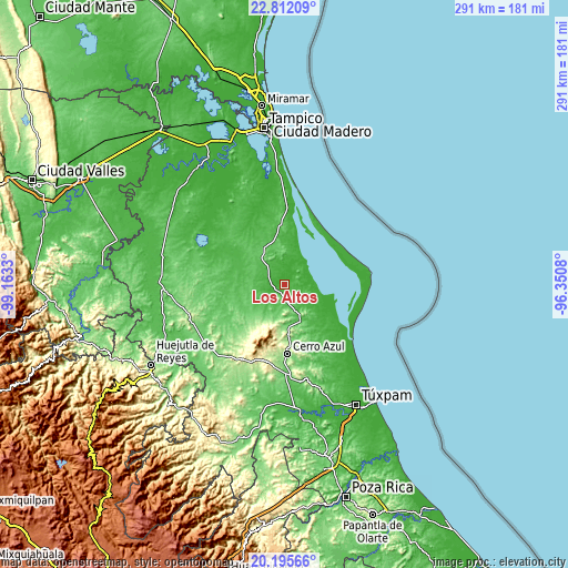 Topographic map of Los Altos