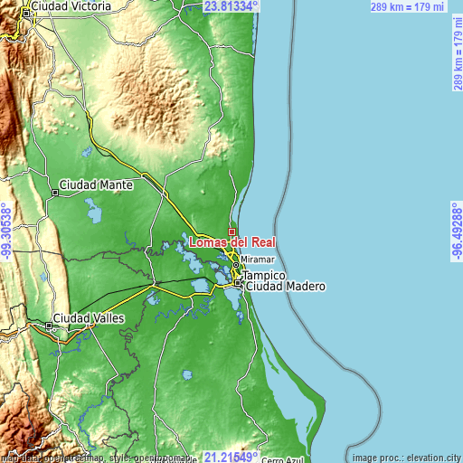 Topographic map of Lomas del Real