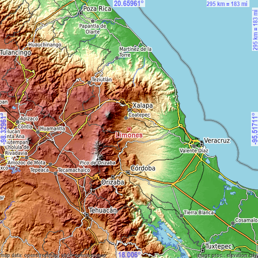 Topographic map of Limones