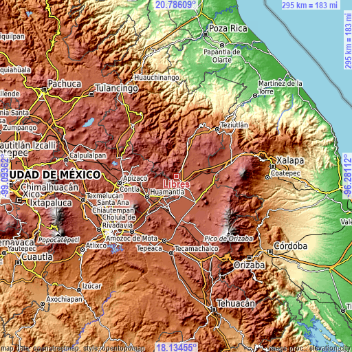 Topographic map of Libres