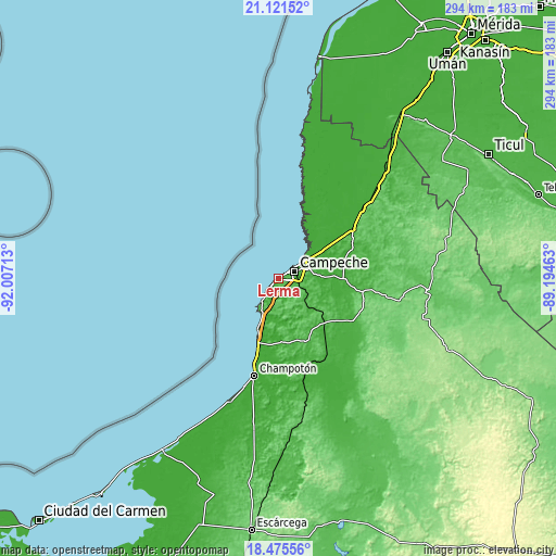 Topographic map of Lerma