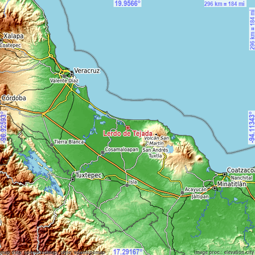 Topographic map of Lerdo de Tejada