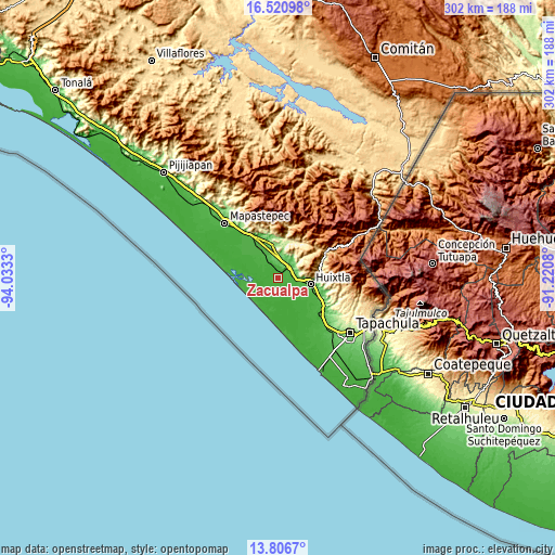 Topographic map of Zacualpa