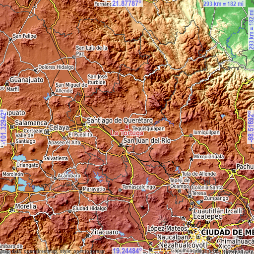 Topographic map of La Tortuga