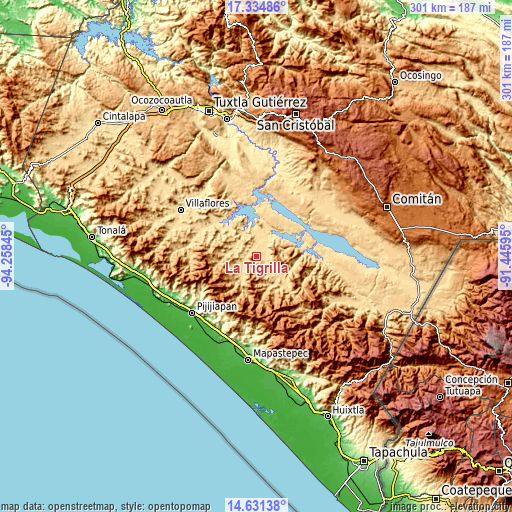 Topographic map of La Tigrilla