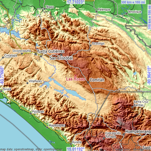 Topographic map of Las Rosas