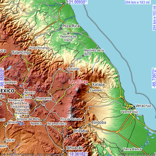 Topographic map of Las Minas