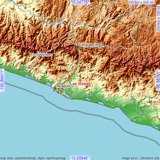 Topographic map of Las Mesas