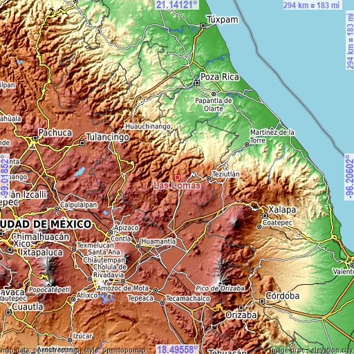 Topographic map of Las Lomas