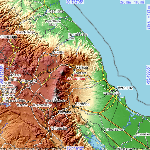 Topographic map of Las Lomas
