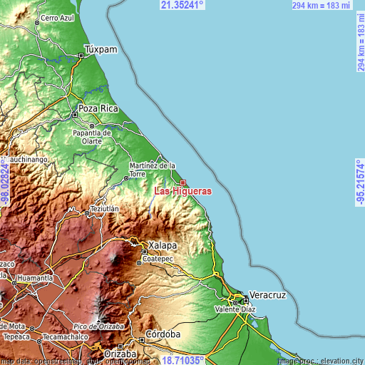 Topographic map of Las Higueras