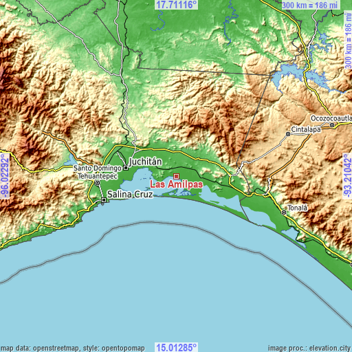 Topographic map of Las Amilpas