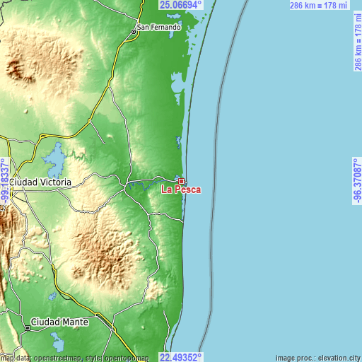 Topographic map of La Pesca