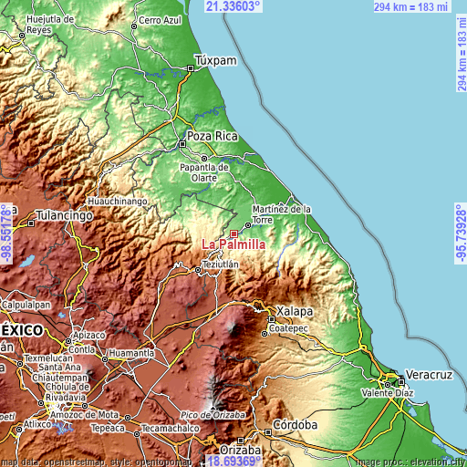 Topographic map of La Palmilla