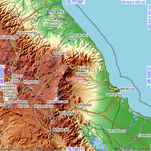 Topographic map of La Orduña