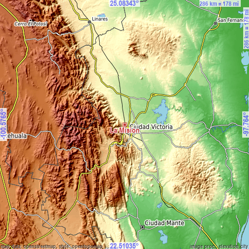 Topographic map of La Misión