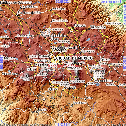 Topographic map of Magdalena Atlicpac