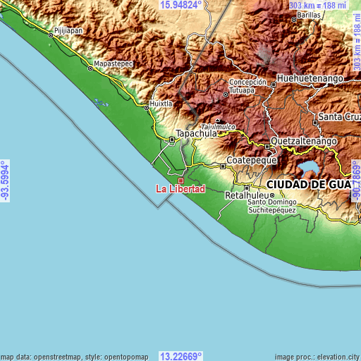 Topographic map of La Libertad