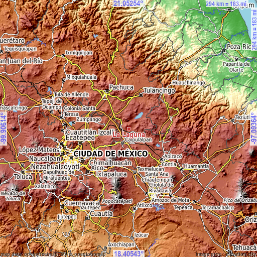 Topographic map of La Laguna