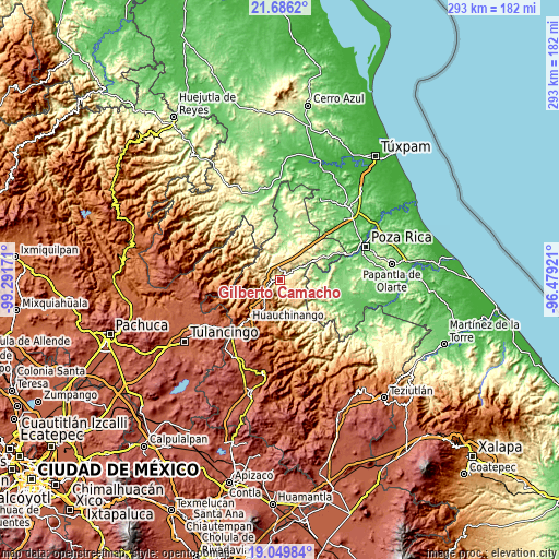 Topographic map of Gilberto Camacho