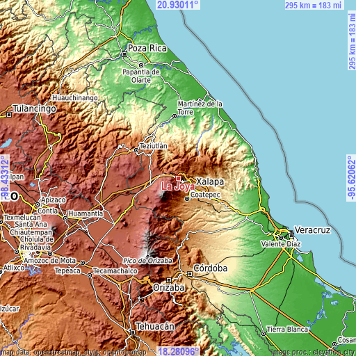 Topographic map of La Joya
