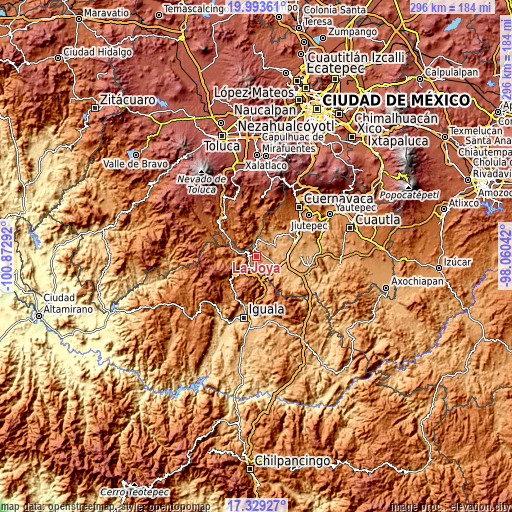 Topographic map of La Joya