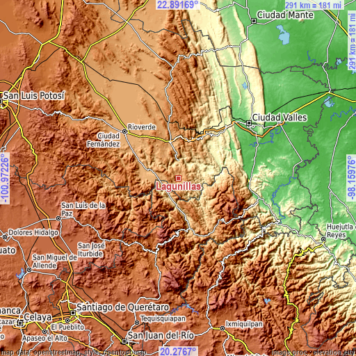 Topographic map of Lagunillas