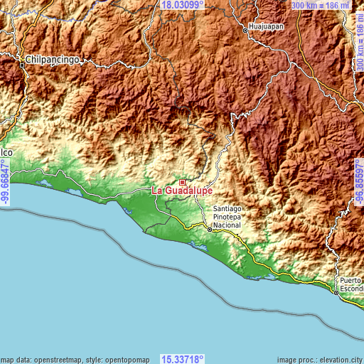 Topographic map of La Guadalupe