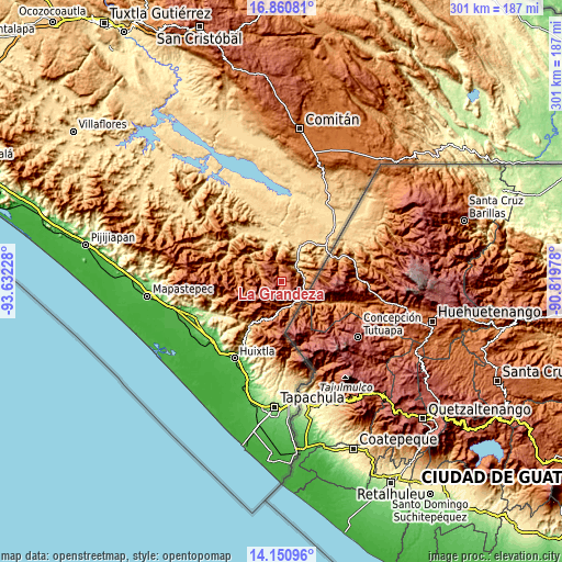 Topographic map of La Grandeza