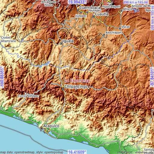 Topographic map of La Esperanza