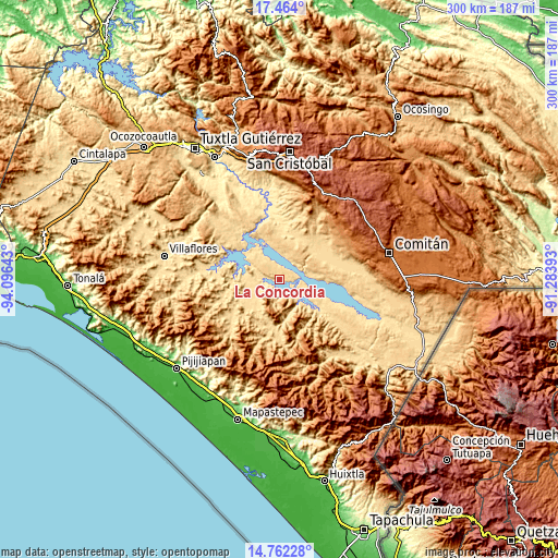 Topographic map of La Concordia