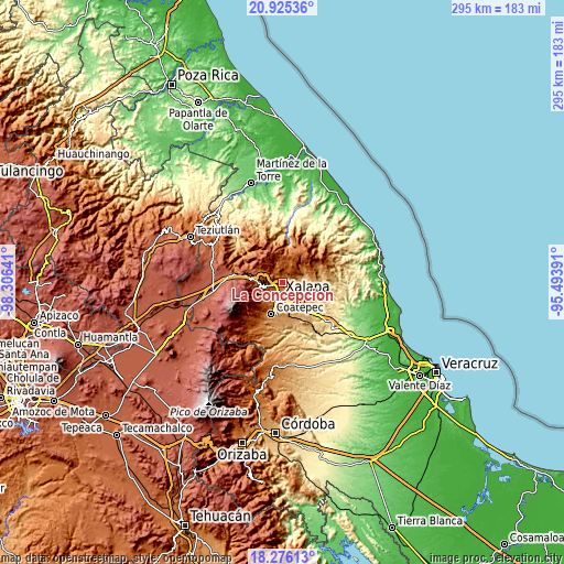 Topographic map of La Concepción