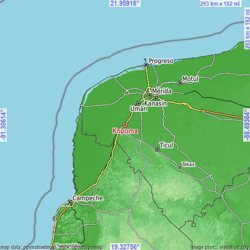 Topographic map of Kopoma