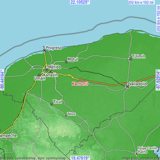 Topographic map of Kantunil